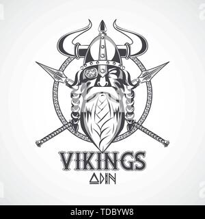 Vikings warriors printed tshirt template Stock Vector