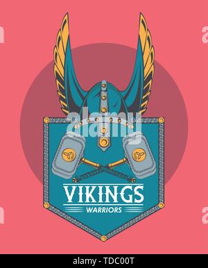 Vikings warriors printed tshirt template Stock Vector