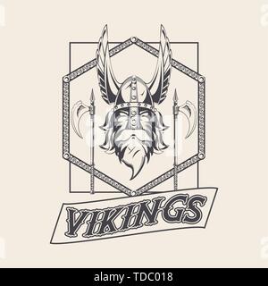 Vikings warriors printed tshirt template Stock Vector