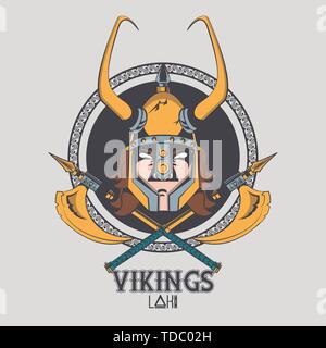 Vikings warriors printed tshirt template Stock Vector