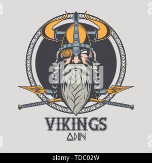 Vikings warriors printed tshirt template Stock Vector