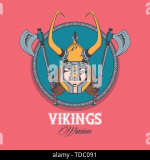 Vikings warriors printed tshirt template Stock Vector