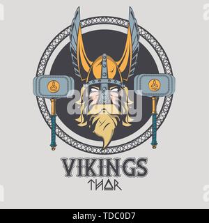 Vikings warriors printed tshirt template Stock Vector