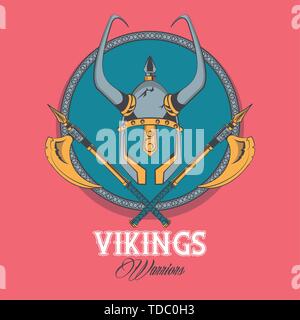 Vikings warriors printed tshirt template Stock Vector