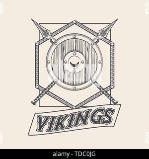 Vikings warriors printed tshirt template Stock Vector
