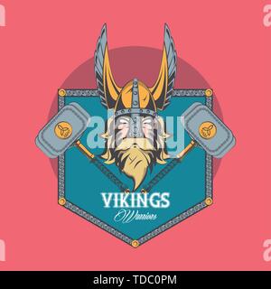 Vikings warriors printed tshirt template Stock Vector