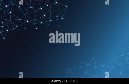 Interconnected dot wire material with a sense of technology. Big data concept background. Stock Photo