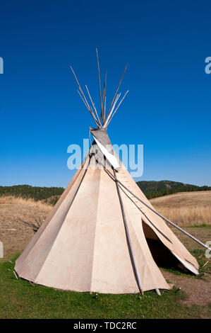 Traditional tepee of American Natives at 'Tatanka-Story of the bison' museum (founded by Kevin Costner), Deadwood, County Lawrence, South Dakota, USA Stock Photo