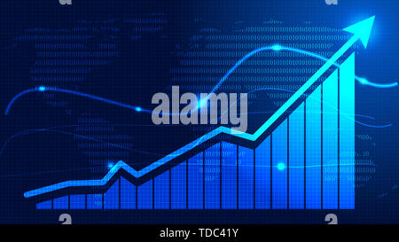 Financial tech curve chart background Stock Photo