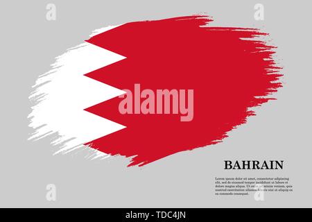 Brush stroke styled flag of Bahrain . Template for your design Stock Vector
