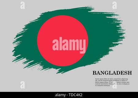 Brush stroke styled flag of Bangladesh . Template for your design Stock Vector