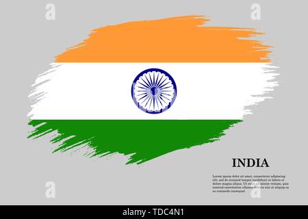Brush stroke styled flag of India . Template for your design Stock Vector