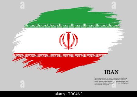 Brush stroke styled flag of Iran . Template for your design Stock Vector