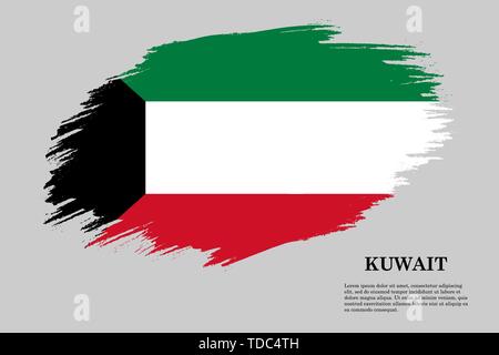 Brush stroke styled flag of Kuwait . Template for your design Stock Vector