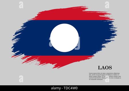 Brush stroke styled flag of Laos . Template for your design Stock Vector
