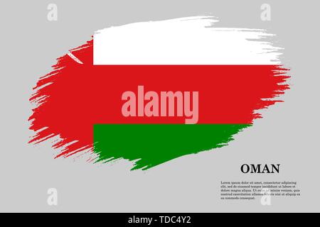 Brush stroke styled flag of Oman . Template for your design Stock Vector