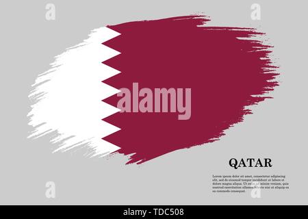 Brush stroke styled flag of Qatar . Template for your design Stock Vector