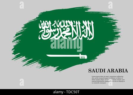 Brush stroke styled flag of Saudi Arabia . Template for your design Stock Vector