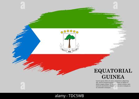 Brush stroke styled flag of Equatorial Guinea . Template for your design Stock Vector