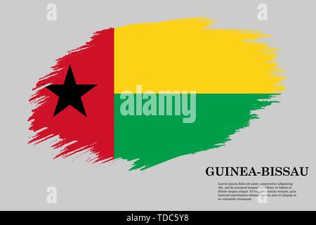Brush stroke styled flag of Guinea-Bissau . Template for your design Stock Vector