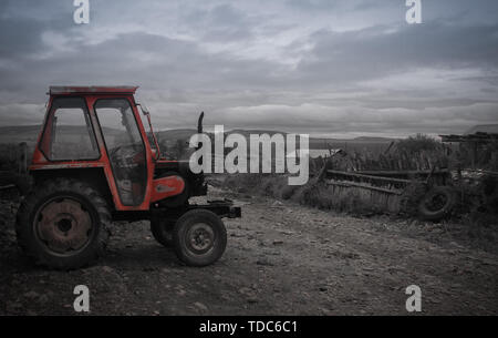 Eun and township in the morning, a beautiful rural scene. Stock Photo