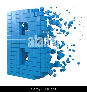 letter B shaped data block. version with blue cubes. 3d pixel style vector illustration. suitable for blockchain, technology, computer and abstract th Stock Vector