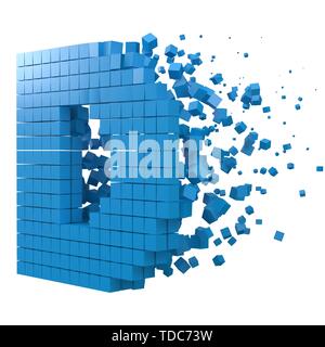 letter D shaped data block. version with blue cubes. 3d pixel style vector illustration. suitable for blockchain, technology, computer and abstract th Stock Vector