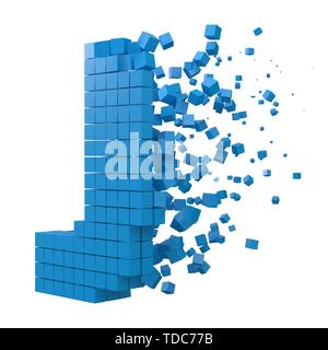 letter J shaped data block. version with blue cubes. 3d pixel style vector illustration. suitable for blockchain, technology, computer and abstract th Stock Vector