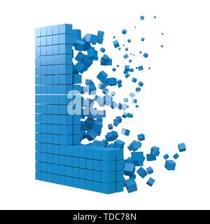 letter L shaped data block. version with blue cubes. 3d pixel style vector illustration. suitable for blockchain, technology, computer and abstract th Stock Vector