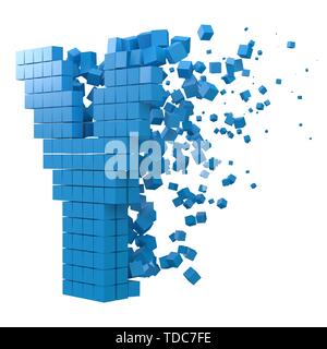 letter Y shaped data block. version with blue cubes. 3d pixel style vector illustration. suitable for blockchain, technology, computer and abstract th Stock Vector