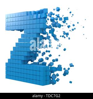 letter Z shaped data block. version with blue cubes. 3d pixel style vector illustration. suitable for blockchain, technology, computer and abstract th Stock Vector
