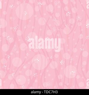 Subtly textured pink bubbles and waves design. Seamless vector pattern on pink background with transparent elements. Great for wellness, beauty, spa Stock Vector