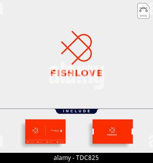 love fish logo design vector icon element isolated Stock Vector