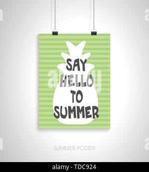 Summer flyer card. Say hello to summer. Journal cards. Vector illustrations for t-shirt, poster prints. Holiday, travel, vacation theme Stock Vector