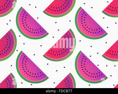 Watermelon slices seamless pattern. Summer background. Vector illustration Stock Vector