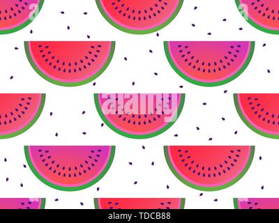 Watermelon slices seamless pattern. Summer background. Vector illustration Stock Vector