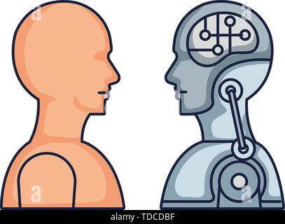 cyber humanoide profiles icons vector illustrator Stock Vector
