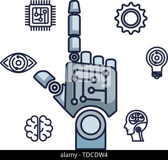 robotic hand index with set icons vector illustrator Stock Vector