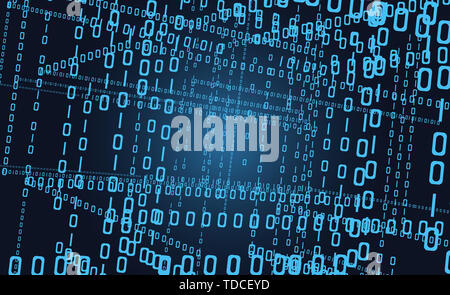 Digital matrix background of binary code, data flow in the digital age, binary code network Stock Photo