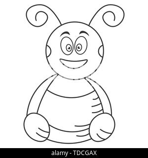 Cartoon bumblebee sitting on the floor. Outline drawing. Vector illustration Stock Vector