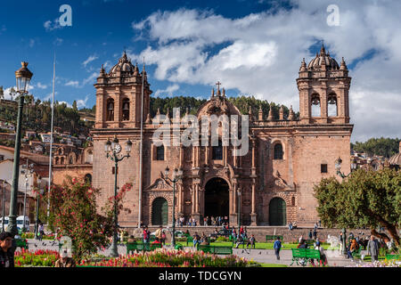 Cusco / Peru - May 26.2008: Medieval Cathedral located on the Plaza de Armas. Built in 1560 is the mother church of the Roman Catholic Archdiocese Stock Photo