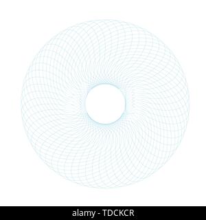 Geometric Abstract Spirograph Patterns Isolated on White Background. Symmetrical shapes suitable as a watermark. Round and spiral twisted circular orn Stock Vector
