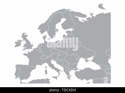 Europe gray map isolated on white background Stock Vector