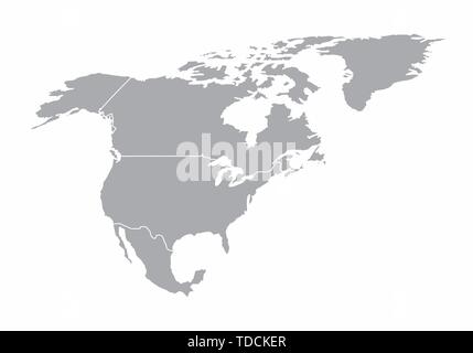North America gray map isolated on white background Stock Vector