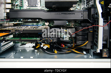 Inside a dell computer interior motherboard chips semi component Stock ...