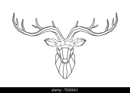 Geometric deer head. Abstract animal. Low poly line art vector illustration Stock Vector