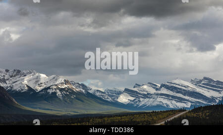 Outlook to the Mountain Range of Kootenay Plains, Alberta, Canada Stock Photo