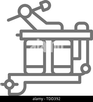Induction tattoo machine, equipment line icon. Stock Vector