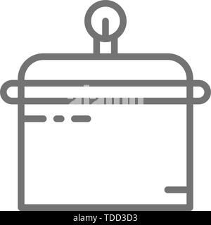 Container for tools disinfection, sterilization box, tattoo studio accessory line icon. Stock Vector