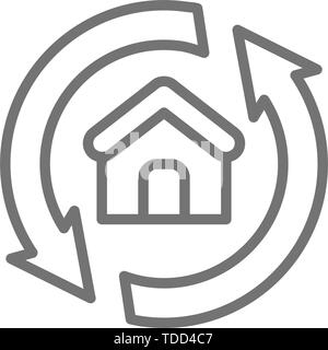 House remodeling, redevelopment, repair home line icon. Stock Vector